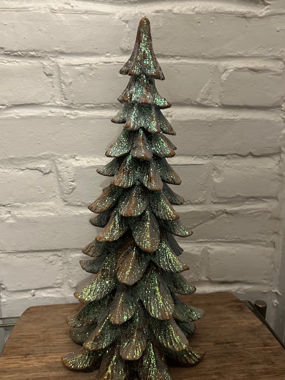Glittered Green Plaster Festive Tree Décor - Home Holiday